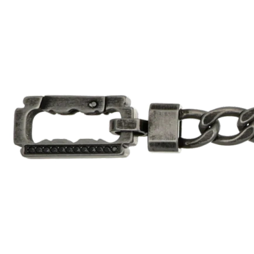 Bruttall AXIS chain bracelet in antique black finish with Swarovski Zirconia accents and architectural clasp
