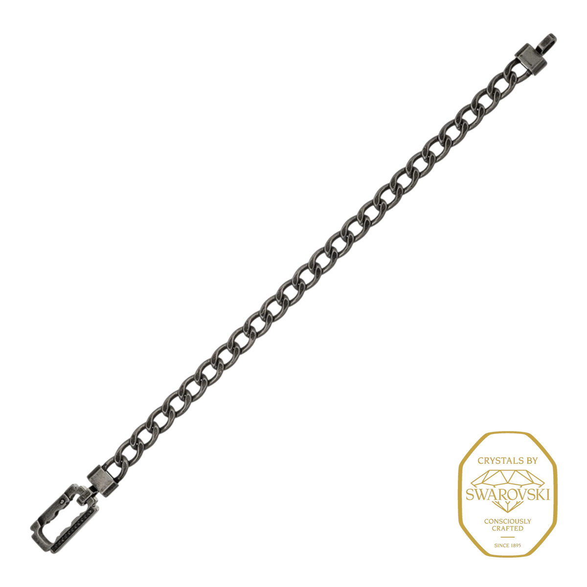Bruttall AXIS chain bracelet in antique black finish with Swarovski Zirconia accents and a modern masculine design.