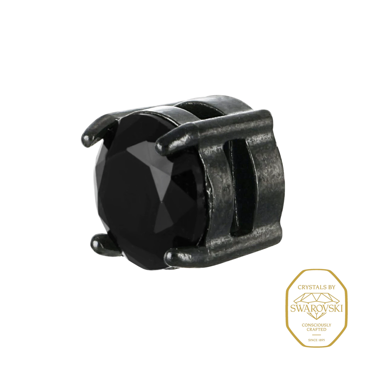 Bruttall RAZOR single magnetic earring in antique black with a faceted black Swarovski Zirconia stone