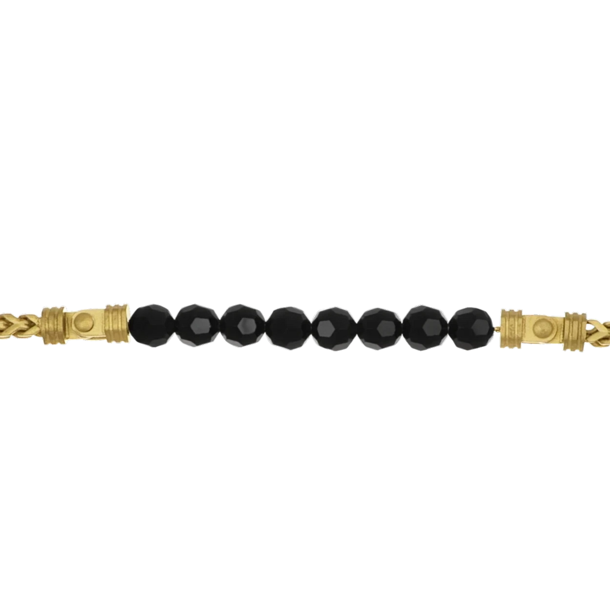 Bruttall CORE bracelet featuring gold-plated chain links and a row of faceted black Swarovski crystals