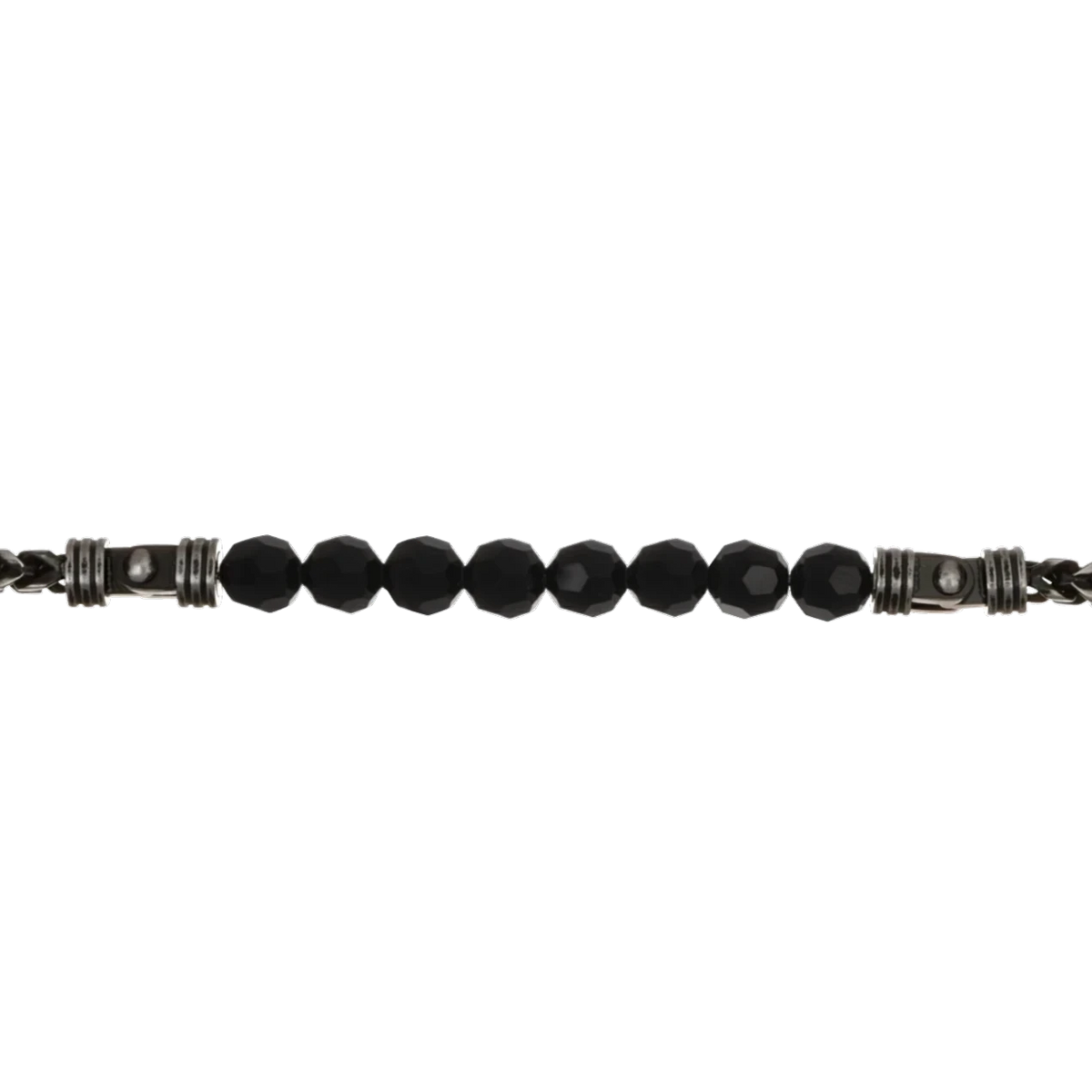 Bruttall CORE bracelet featuring a dark chain structure and faceted black Swarovski crystals for a bold look.