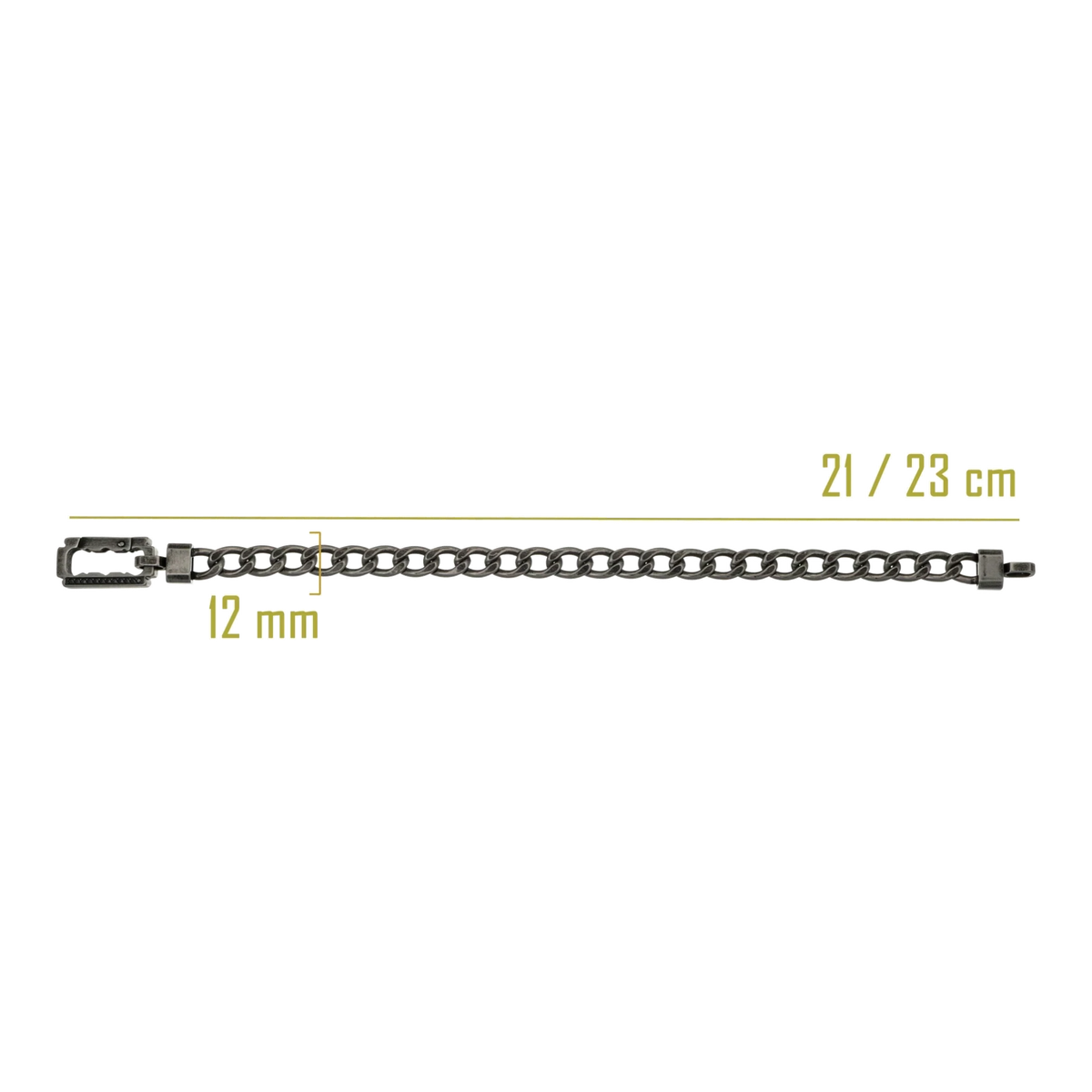 Bruttall AXIS chain bracelet in antique black with Swarovski Zirconia accents, 12mm width, 21-23cm length.