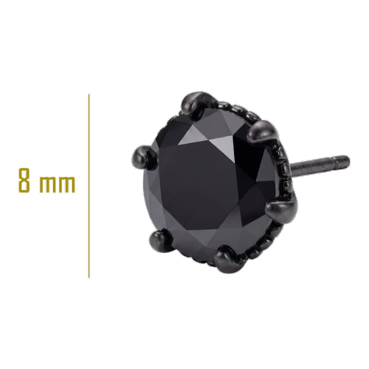 Bruttall gothic style single pin earring featuring a round black Swarovski Zirconia stone in an antique plated setting