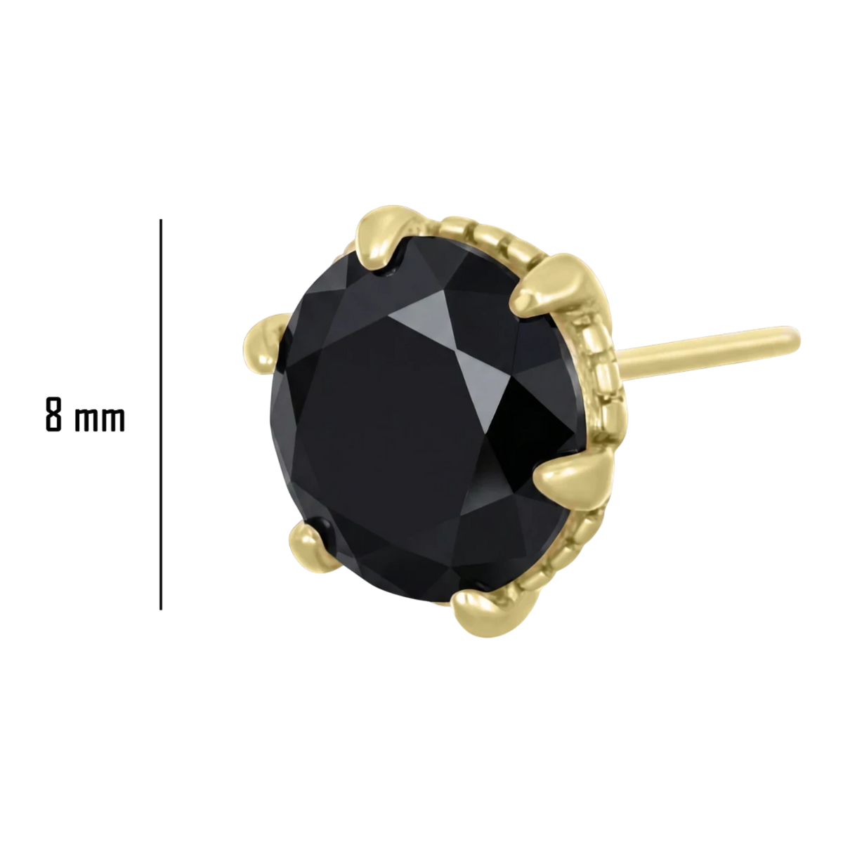 Bruttall Gothic style single pin earring featuring a black Swarovski Zirconia stone set in matte gold.