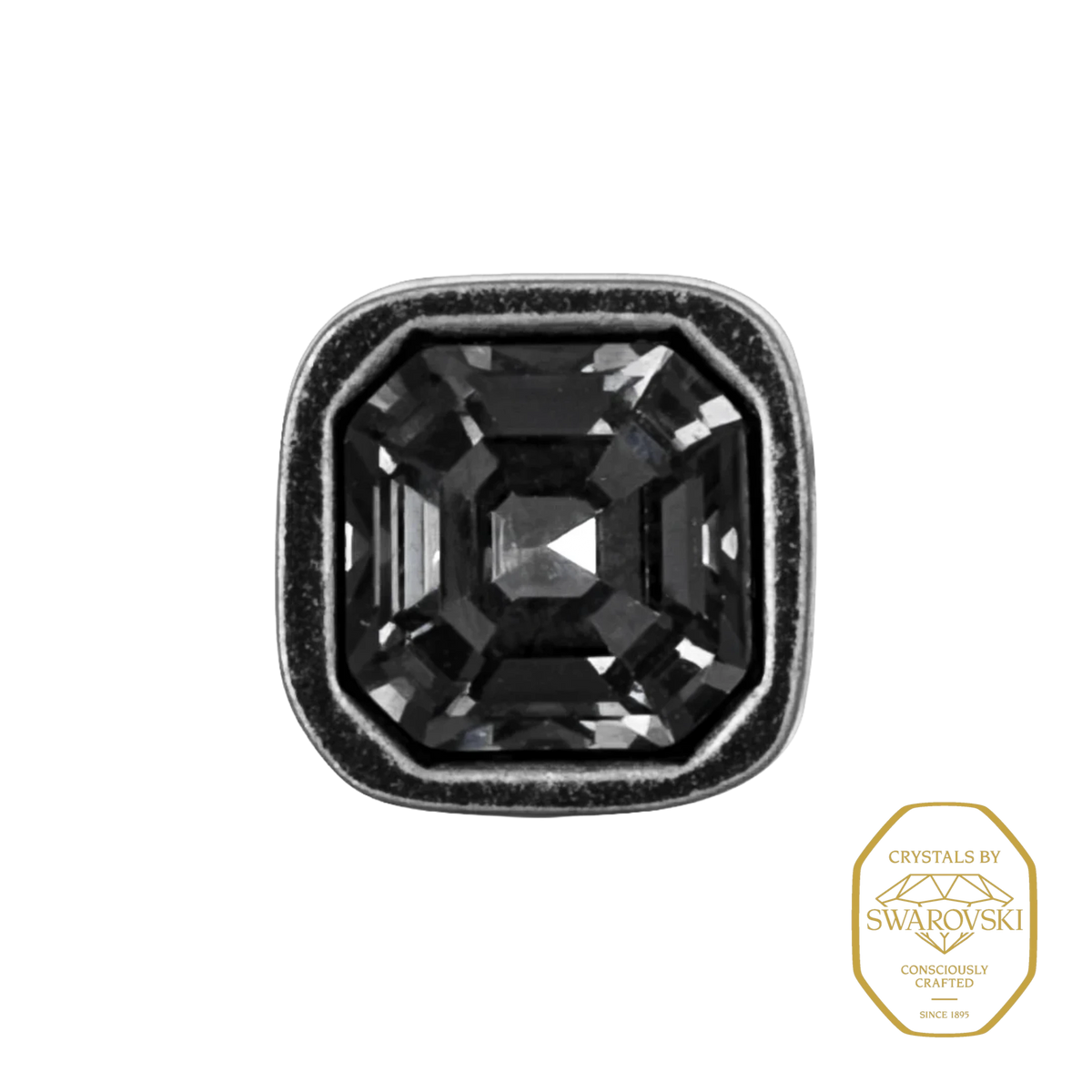 Bruttall OCTANT single stud earring in antique black with a geometric Swarovski crystal setting