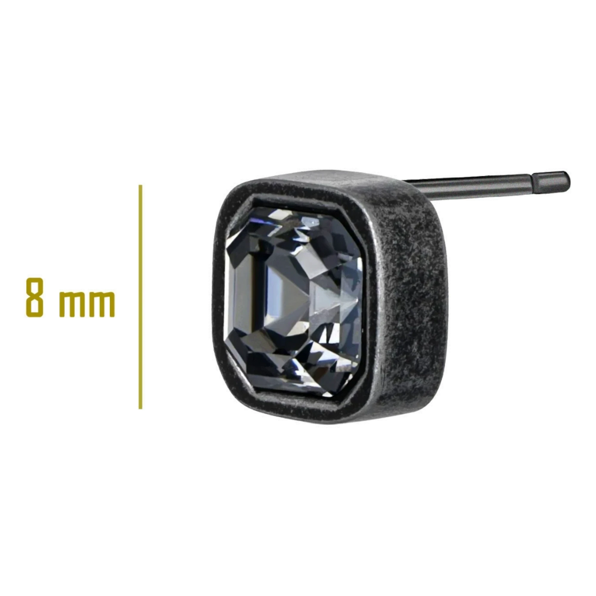 Bruttall OCTANT single stud earring featuring an antique plated finish and a faceted Swarovski crystal in 8mm size.