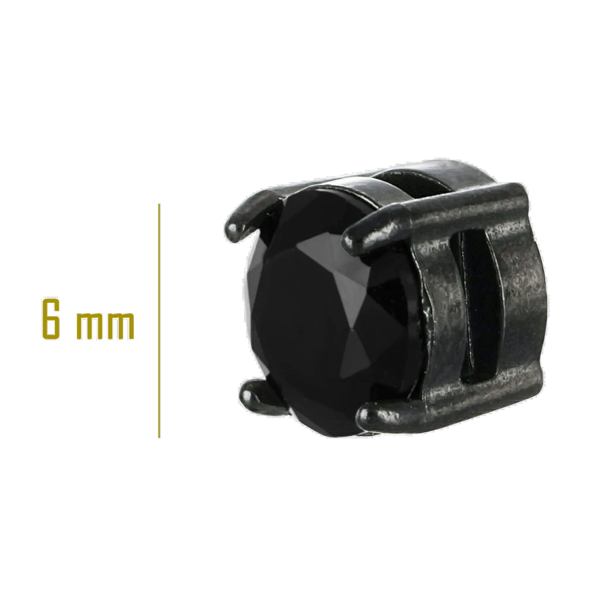 Bruttall RAZOR magnet earring featuring a black Swarovski Zirconia stone in an antique plated setting, 6mm size.