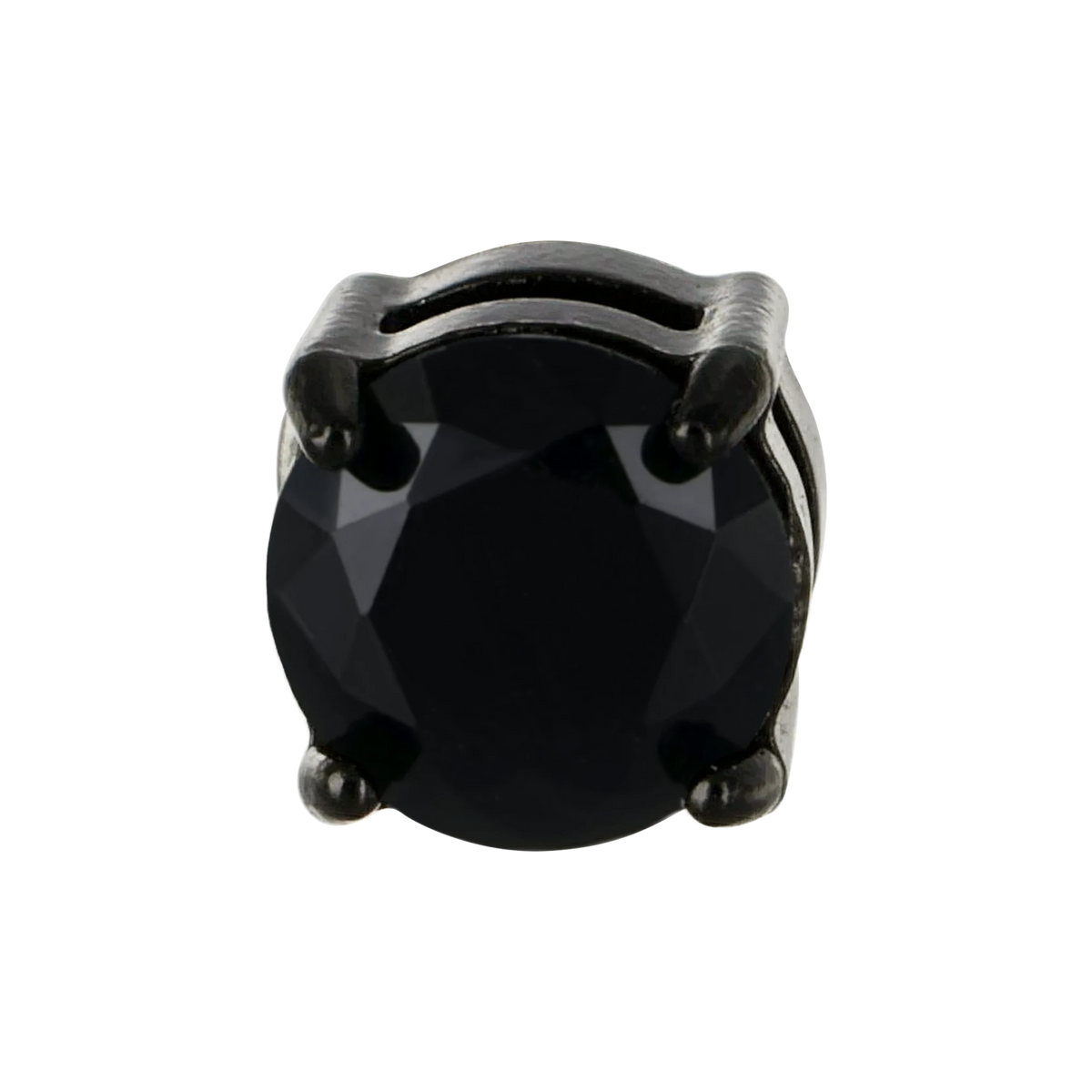 Bruttall RAZOR magnet earring featuring a round black Swarovski Zirconia stone in an antique plated setting